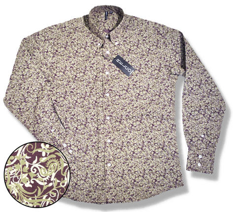 Relco Floral Paisley Print Long Sleeve Button Down Shirt Burgundy Wine  Preview